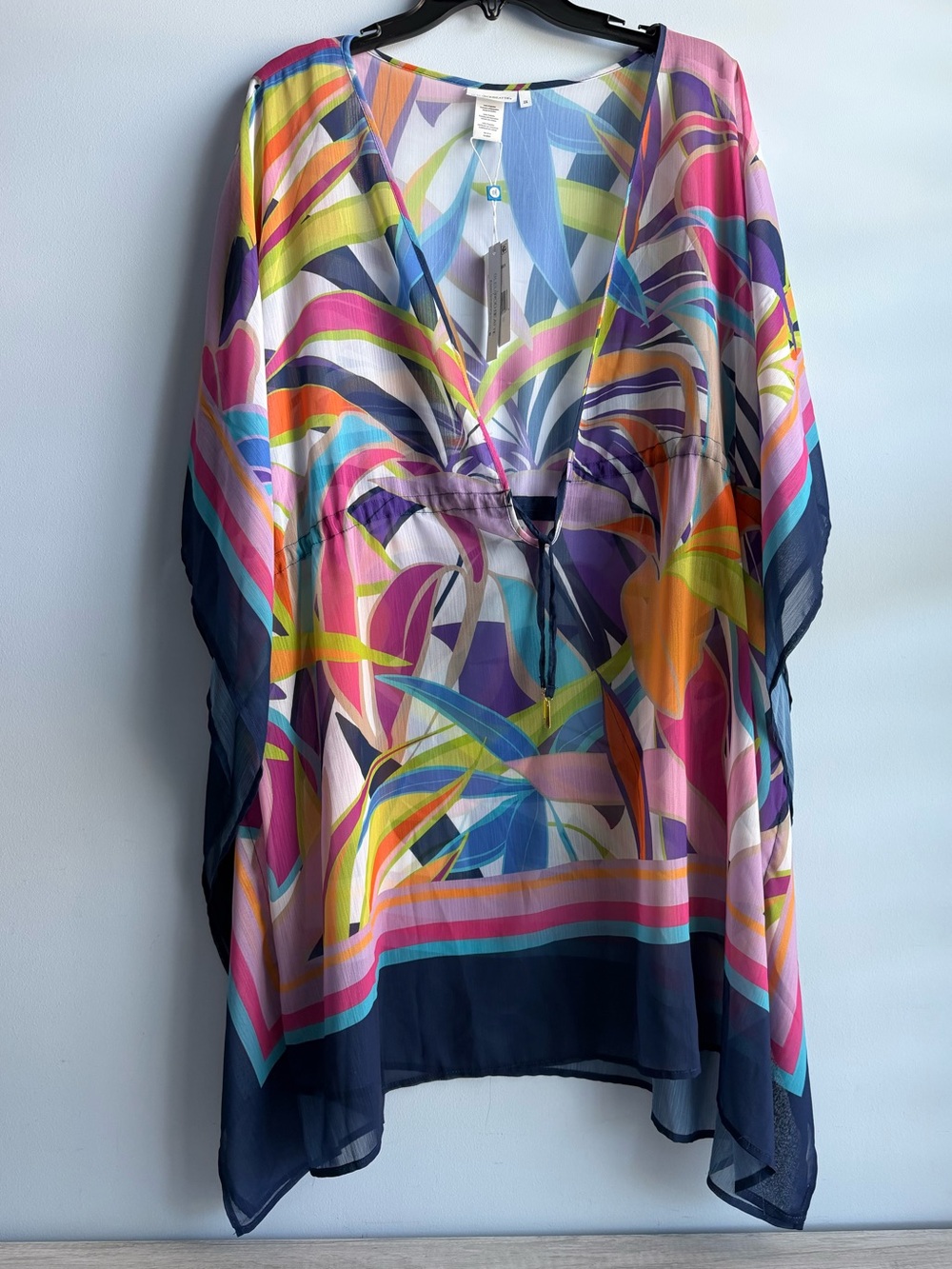 Bleu by Rod Beattie Women's Living Color Ruched One-Piece Swim Cover-Up Size 2X